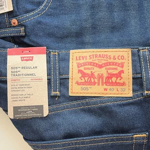 Levis 505 Jeans Herren 40 x 32 Blau Dark Wash Regular Fit Straight Leg Denim - Bild 1 von 11