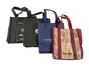 Lot of 4 Eco-Friendly Wine Tote Bags - Holds 2-6 Bottles Black & Burgundy - Picture 1 of 5