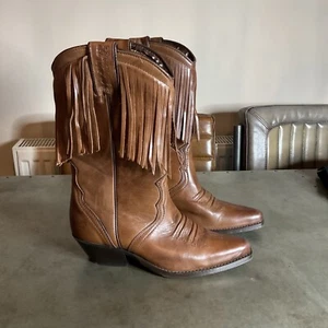 Botas de Vaquero Joe Sanchez Cuero Marrón, Reino Unido 5 Puntadas, Borlas, Pull Tabs. España. - Imagen 1 de 9