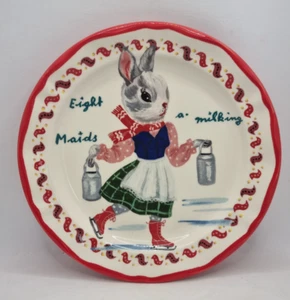 Anthropologie Nathalie Lete Plate 12 Days of Christmas Eight Maids A-Milking - Picture 1 of 9