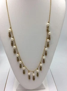 $42.50 J Crew Gold Tone Long Pearl Necklace Tassels For Days #102 - Picture 1 of 9