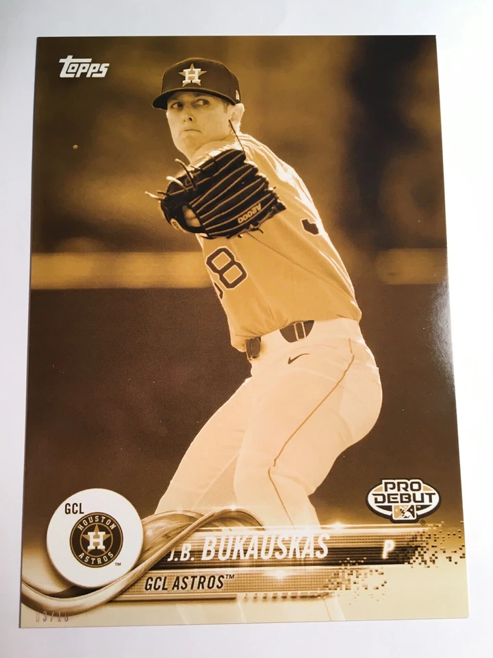 2018 Topps Pro Debut Jumbo 5x7 J.B. Bukauskas Astros 137 Gold 03/10 - Image 1 of 1