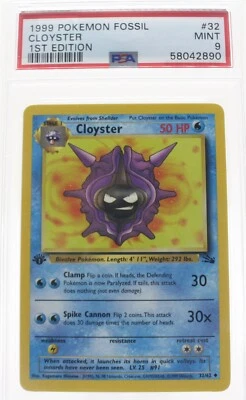 PSA 9 MINT 1999 Pokémon Fossil #32 Cloyster 1st Edition !!! - Image 1 of 4