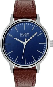 HUGO BOSS 1530076 Stand Men's Blue Dial Brown Leather Strap 42mm Watch - Imagen 1 de 3