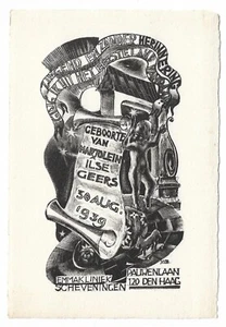 WILLEM COENRAAD BEUNING: Geburtsanzeige für Marjolein ILse Geers, 1939 - Picture 1 of 1