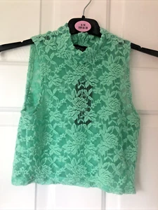 CLOSING DOWN SALE BNWT LADIES SZ 10 MINT COLOURED BOOHOO SOFT LACE CROPPED TOP - Picture 1 of 3