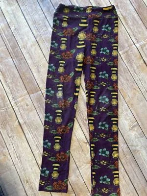 Leggings LuLaRoe L/XL Púrpura Abejorro Rosa GB25 Foto 1 de 3