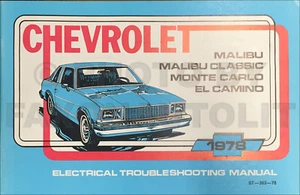 1978 Chevy Electrical Troubleshooting Manual El Camino Monte Carlo Malibu Wiring - Picture 1 of 2