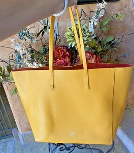 BOLSO DE MANO CAROLINA HERRERA EXTRA GRANDE CUERO AMARILLO COMPRADOR - Imagen 1 de 11