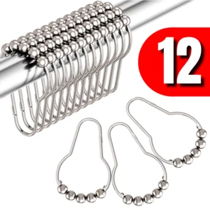 Shower Curtain Hooks Rings 12 Pcs for Bathroom Shower Rod Curtain Liners - Picture 1 of 15