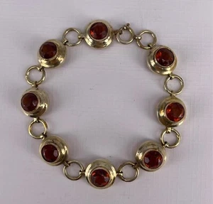 Art Déco Armband, braune Farbsteine 835 Silber, vergoldet, 18,5 cm lang (AT 159) - Picture 1 of 3