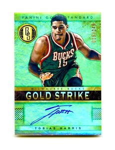 2012 Tobias Harris Panini Gold Standard RC Prizm Auto /249 Holo Strike MINT #38