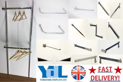 YORKSHIRE DISPLAYS LIMITED Garment Rail Twin Slot Upright Clothes Rail Display Walk-In-Wardrobe Hanging Up