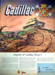 Cadillac Power! M-24 Tank WWII War Bonds 1945 Print Ad Ephemera Wall Art Decor - Picture 1 of 5