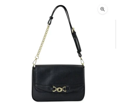 Mujer C. Wonder Skye Caviar Textura Solapa Bolso de Hombro Negro NUEVO Foto 1 de 4