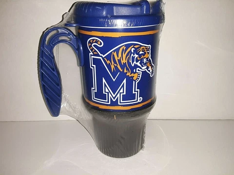Memphis Tigers 18 oz Plastic Tumbler with Lid and Handle Cover