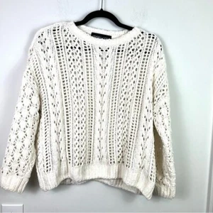 Suéter KENDALL + KYLIE Mujer Invierno Crema Recortado Grueso Tejido Abierto Talla S - Imagen 1 de 8