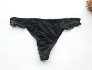 Women Thongs Floral Mesh T-Back Underwear Hipster G-string Panties Black S-M-L