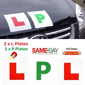 4 x Fully Magnetic L & P Plates Learner New Driver Exterior Car Secure Safe Sign - Picture 1 of 5