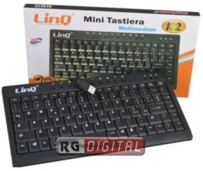 MINI TASTIERA USB MULTIMEDIALE LINQ K2 K-2 KEYBOARD LAYOUT ITALIA CON FILO NERA - Immagine 1 di 4