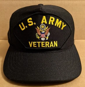 Vintage US Army Veteran Black Snapback Baseball Hat Cap Adjustable USA Made - Bild 1 von 7