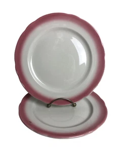 2 Pink Jackson China Falls Creek PA Scallop Rim Restaurant Ware Lunch Plate 8" - Picture 1 of 12