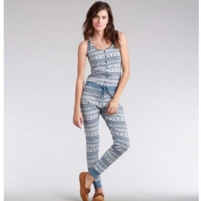 Macacão feminino UGG Loungewear tamanho S Nomie cordão azul branco ilha justa  - Imagem 1 de 4