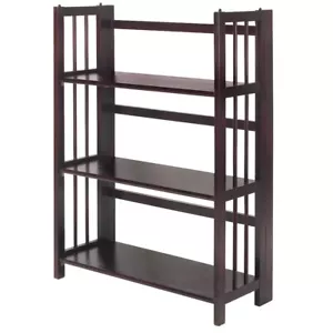3-Shelf Folding Stackable Bookcase 27.5" Wide-Espresso - Picture 1 of 12