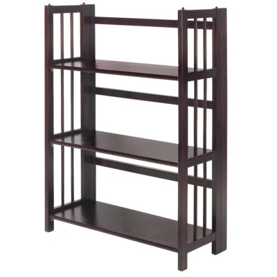 3-Shelf Folding Stackable Bookcase 27.5" Wide-Espresso - Image 1 of 4