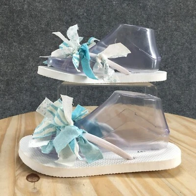 Sandalias antiguas azul marino para mujer 7-8 chanclas blancas puntera cómoda parte superior baja informales planas Foto 1 de 4