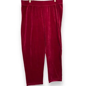 Faded Glory Velour Pull On Pants Sweatpants Women 2X Pink Red Loungewear Casual - Picture 1 of 8