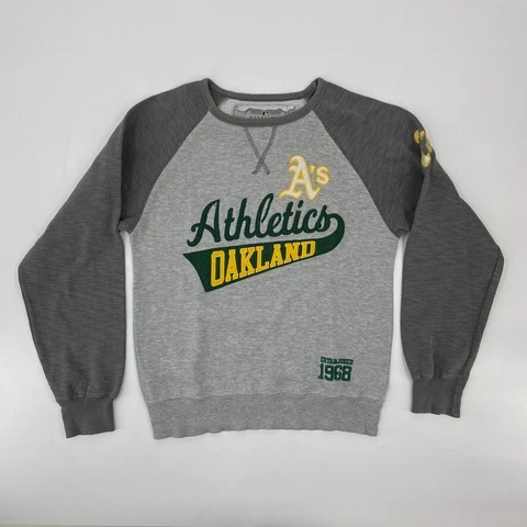 Oakland Athletics Sweater Womens Medium Gray Green Spell Out Logo MLB * Cover