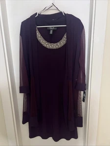 Nuevo con etiquetas Conjunto de Vestido de 2 Piezas Colección R&M Berenjena Ocasión Especial para Mujer Talla 18 - Imagen 1 de 9