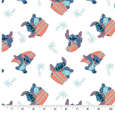 LINED WINDOW VALANCE CURTAIN 42 X 15 LILO STITCH TROPICAL SURFING - Image 1 of 3
