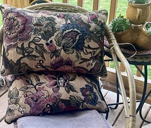 Vintage Dekokissen Gobelin 2er Set Jacquard, 18”x12” Verzierungen 1 Seite - Bild 1 von 21