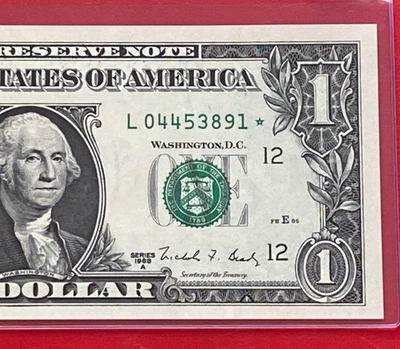 1988 A  STAR NOTE $1 DOLLAR BILL ( SAN FRANCISCO L ) UNCIRCULATED - Image 1 of 3