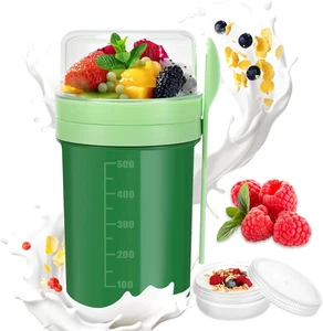 Müslibecher to Go,550ml+250ml Joghurtbecher Kinder, Yoghurtbecher To Go mit Löff - Bild 1 von 7