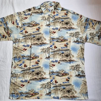 Pierre Cardin Hawaiian Shirt Gambling Poker Texas Holdem Large Rayon Card Player - Image 1 of 4