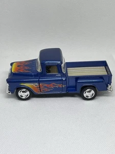 1955 Chevy Stepside Pick-UP blau/feuerflammen Kinsmart Spielzeugauto Maßstab 1:32 Druckguss - Bild 1 von 4