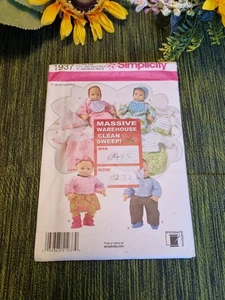 Simplicity 1937 Sewing Pattern 15" Baby Doll Clothes Top Hat Gown Dress BEE - Picture 1 of 4
