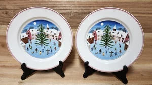 Set of 2 Villeroy & Boch NAIF CHRISTMAS 8 1/4" Porcelain Salad Plates - Picture 1 of 4