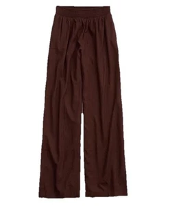 Pantalones de gran tamaño de pierna ancha marrón Aerie cintura elástica ajustada mezcla de lino S - Imagen 1 de 8