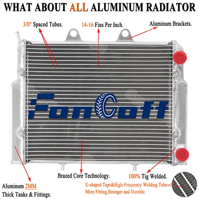 Radiador de aluminio de 2 núcleos adecuado 2007-2017 09 Polaris RZR 570 RZR800 RZR800S 1240444 Foto 1 de 4
