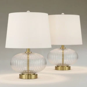 Darrah 19" High Clear Glass Table Lamp Set of 2 - Picture 1 of 9