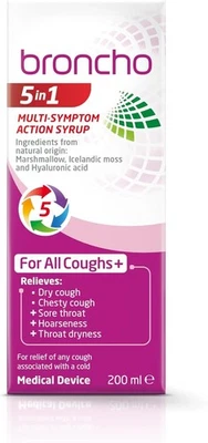 BRONCHOSTOP Broncho 5in1 Cough Multi-Symptom Action Syrup 200ml