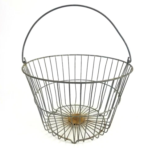Antique Vintage Large Wire Egg Farm Basket Primitive Patio Garden Primitive Cover