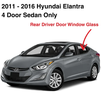 Fits 2011-2016 Hyundai Elantra Sedan Driver Side Left Rear Door Window Glass Foto 1 de 4