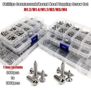 Set 1 Scatola Micro Piccole M1.2-M4 Autofilettante Viti per Legno Acciaio Inox 304 A2-70 - Foto 1 di 15