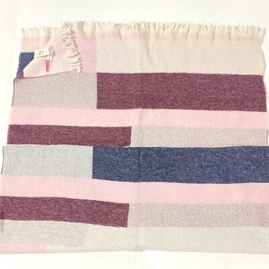 NEW Talbots 72x28 Wrap Scarf ITALY Wool Blend PINK Burgundy GRAY Pattern FRINGE - Picture 1 of 3