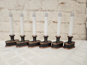 6 Electric Candles Battery Steady or Flicker Christmas Decor Bronze - Picture 1 of 9